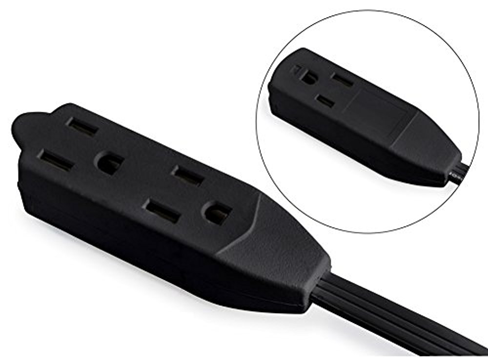 Extension Cord 360 Rotating Flat Plug Wire 6 Feet, 3 Prong Grounded