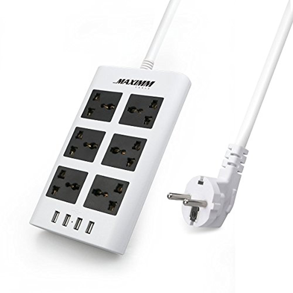 Universal Power Strip 4 USB Hub 6 Grounded Outlet Surge Protector Europe eBay