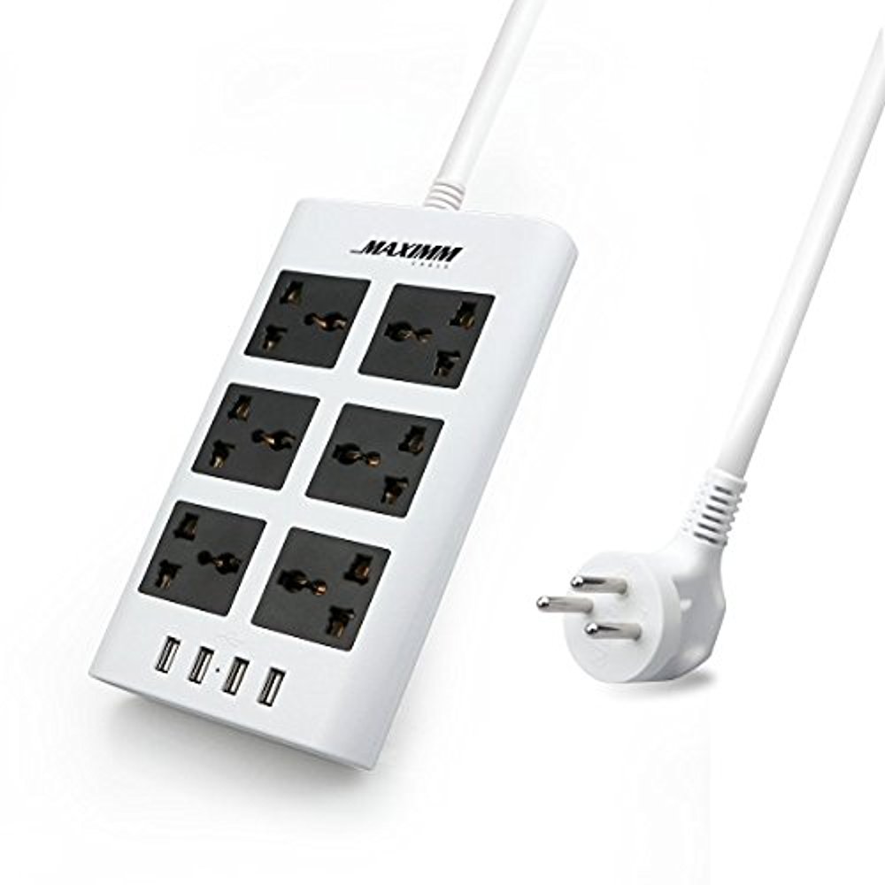 Universal Power Strip 4 USB Hub 6 Grounded Outlet Surge Protector