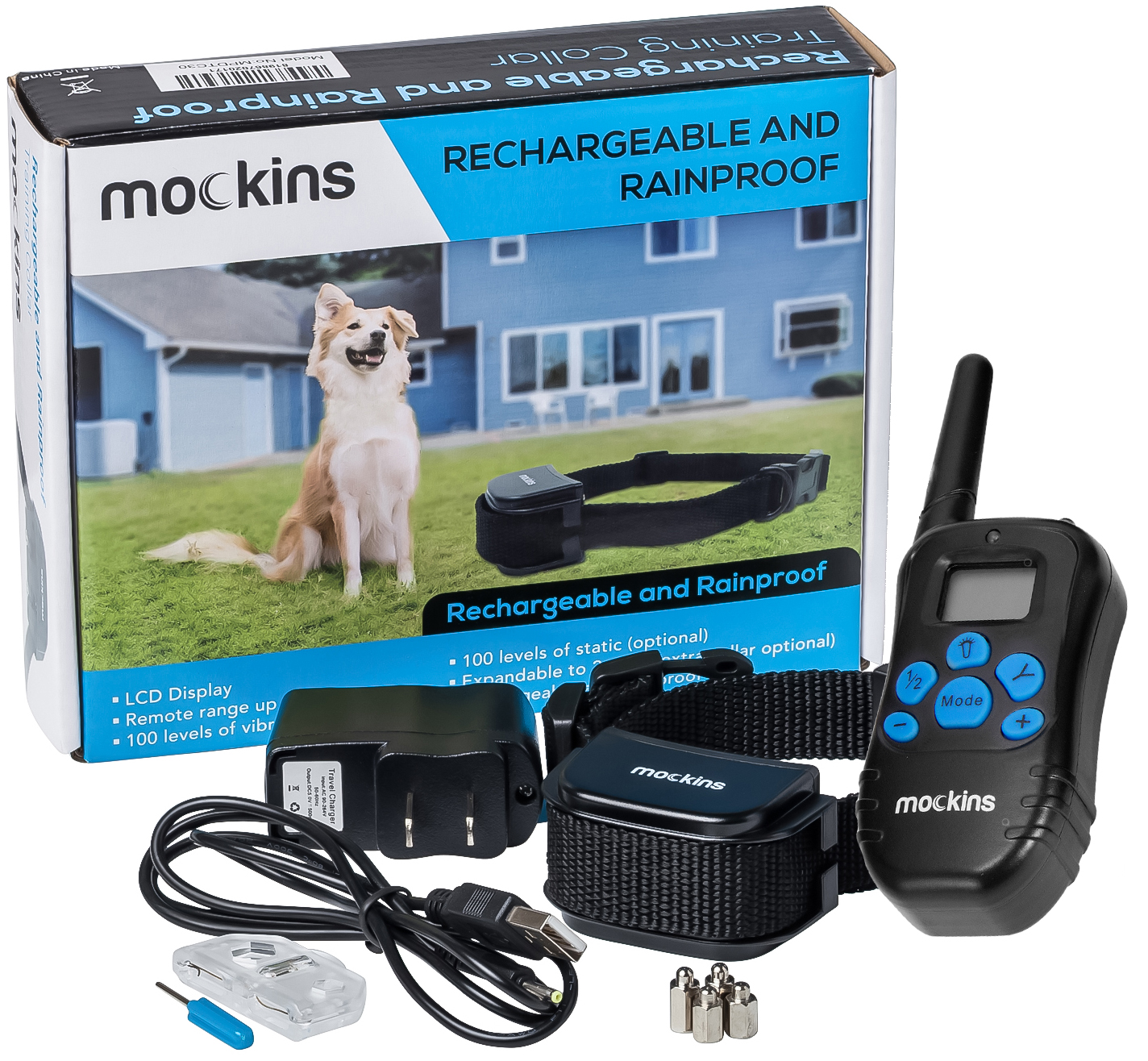 Mockins 990' FT Remote Rainproof DOG COLLAR Rechargeable Vibration Shock Collar 819867020171 eBay